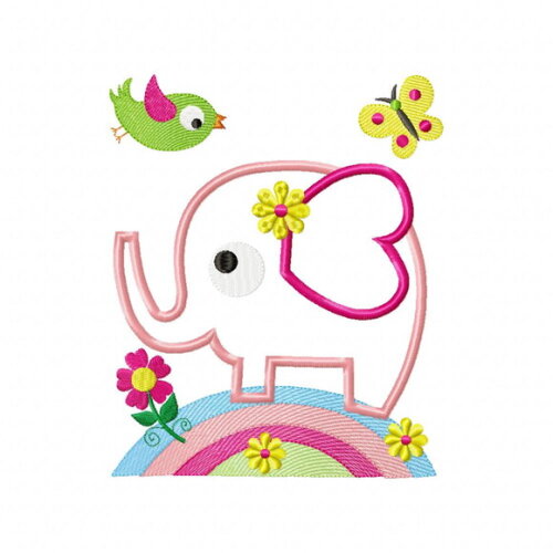 Matriz de Bordado Elefante Primavera Aplique