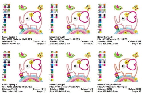 Matriz de Bordado Elefante Primavera Aplique
