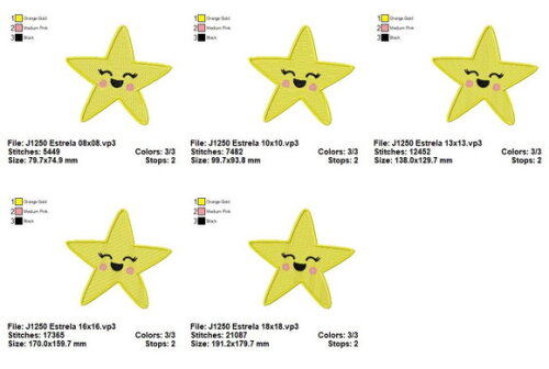 Matriz de Bordado Estrela Feliz Ponto Cheio