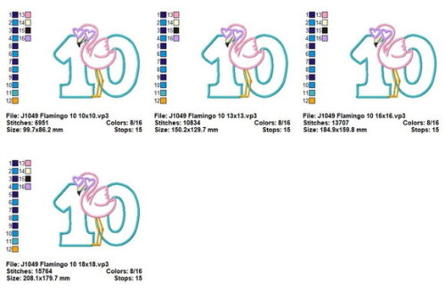 Matriz de Bordado Flamingo 10 Aplique