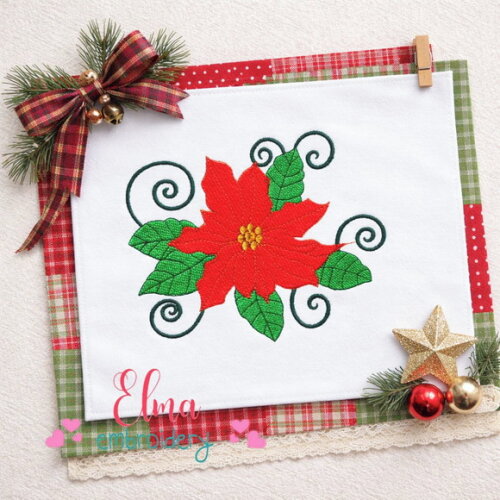 Matriz de Bordado Flor de Natal Clássica Ponto Cheio