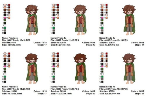 Matriz de Bordado Frodo Ponto Cheio Senhor dos Anéis
