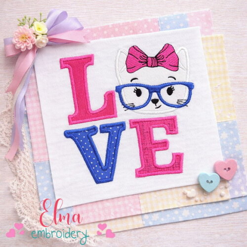 Matriz de Bordado Gatinha Love Aplique