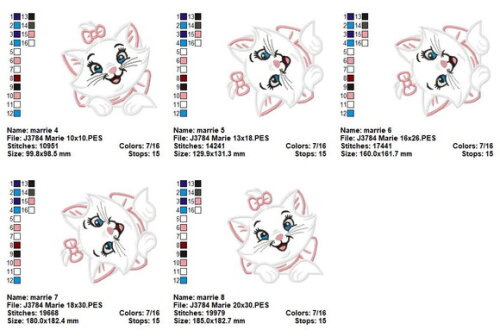 Matriz de Bordado Gatinha Marie com Laço Aplique