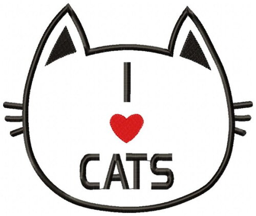 Matriz de Bordado Gatinho I Love Cats Aplique