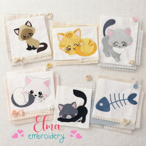Matriz de Bordado Gatinhos Diversos Ponto Cheio