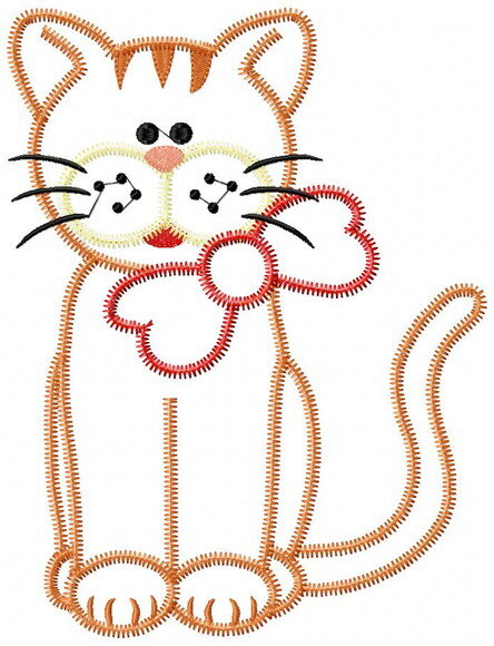 Matriz de Bordado Gato Gatinho Aplique Zigzag