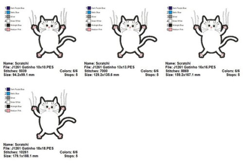 Matriz de Bordado Gato Gatinho Arranhando Aplique