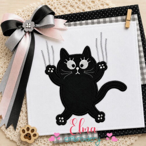 Matriz de Bordado Gato Gatinho Arranhando Aplique