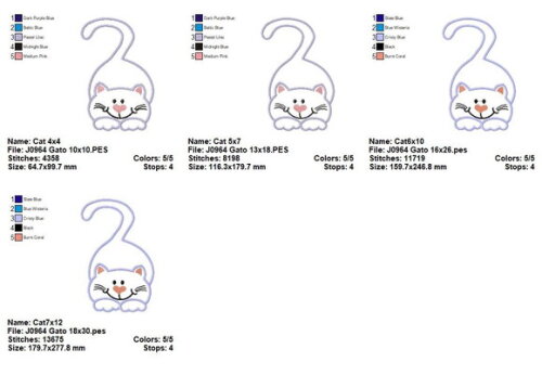 Matriz de Bordado Gato Gatinho com Rabinho Aplique