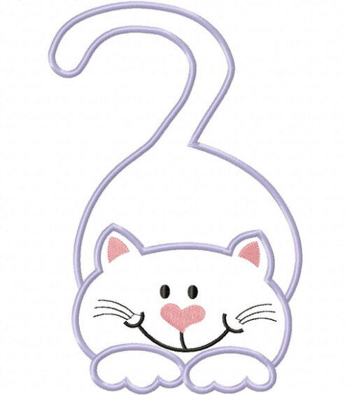 Matriz de Bordado Gato Gatinho com Rabinho Aplique