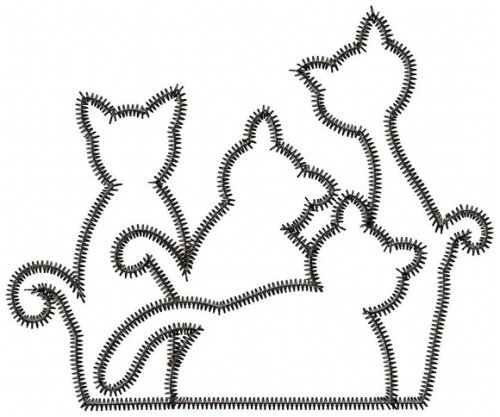 Matriz de Bordado Gatos Aplique Zigzag - Ponto Zigzag