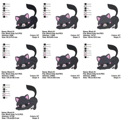 Matriz de Bordado Gato Preto Ponto Cheio