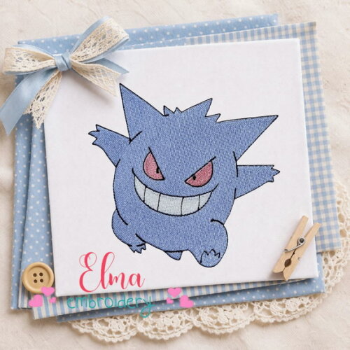Matriz de Bordado Gengar Pokemon Ponto Cheio