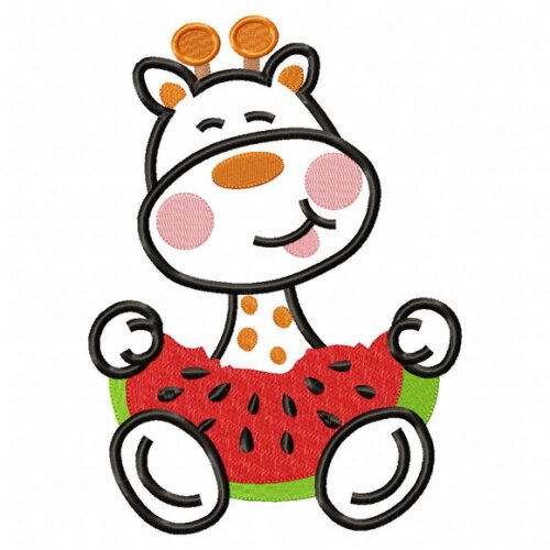 Matriz de Bordado Girafa com Melancia Aplique