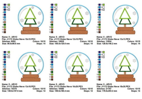 Matriz de Bordado Globo de Neve com Árvore em Aplique J1172