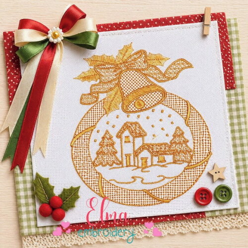Matriz de Bordado Guirlanda Cena de Natal Decorativa
