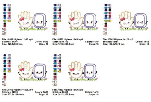 Matriz de Bordado Higiene Infantil Aplique