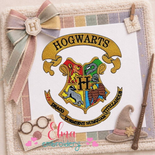 Matriz de Bordado Hogwarts Brasão Oficial Ponto Cheio