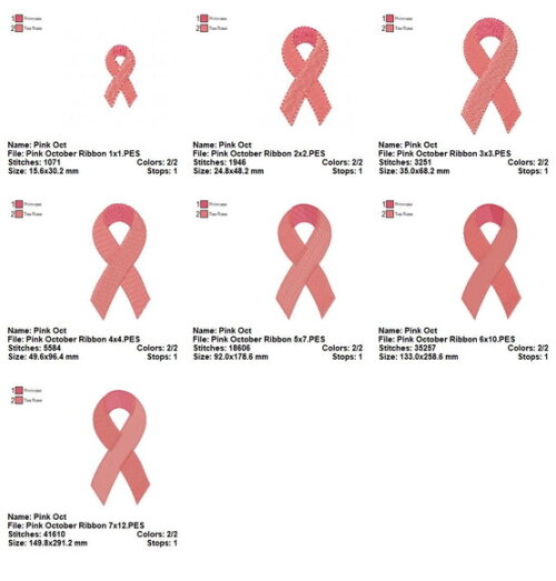 Matriz de Bordado Laço Rosa Outubro Ponto Cheio