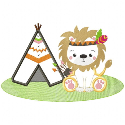 Matriz de Bordado Leão Boho Tribal Aplique