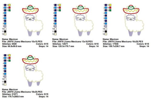 Matriz de Bordado Lhama com Chapéu Mexicano Aplique