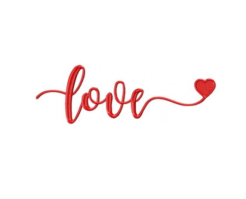 Matriz de Bordado Love com Coração Ponto Satin