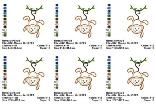 Matriz de Bordado Macaco no Galho Aplique
