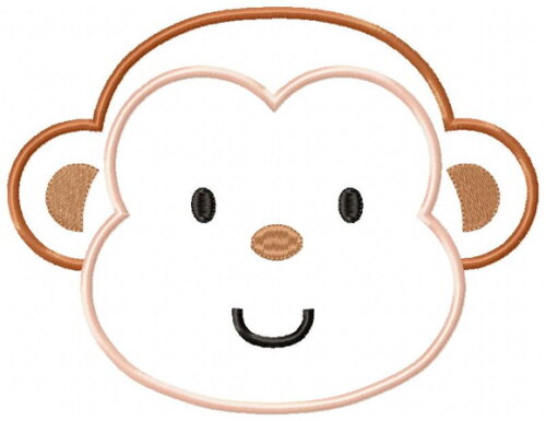 Matriz de Bordado Macaquinho Carinha Feliz Aplique
