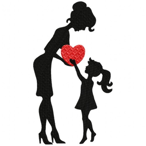Matriz de Bordado Mãe com Bebê Silhueta Amor