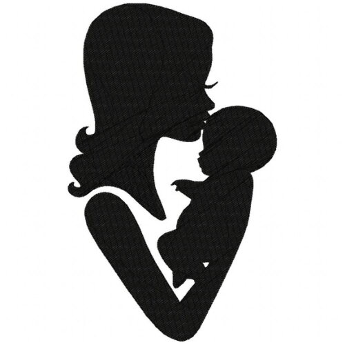 Matriz de Bordado Mãe com Bebê Silhueta Ponto Cheio