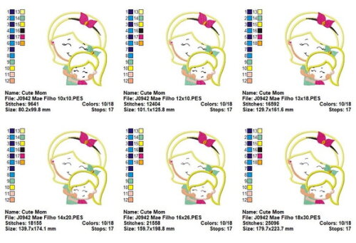 Matriz de Bordado Mãe com Filha Aplique