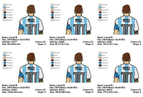 Matriz de Bordado Messi Camisa Argentina 10