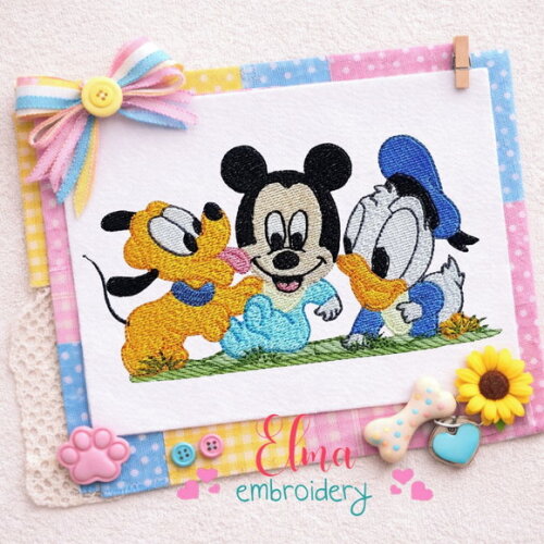 Matriz de Bordado Mickey Pluto e Donald Baby