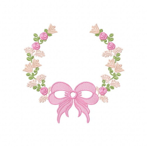 Matriz de Bordado Moldura Floral Laço Delicado