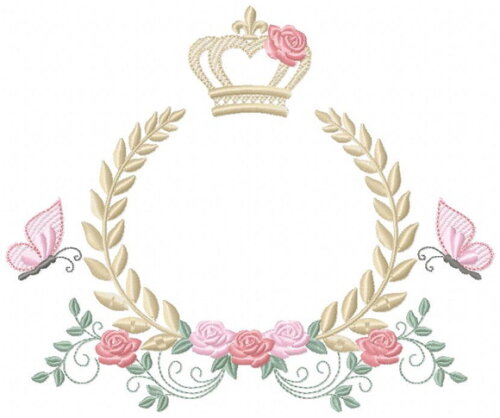 Matriz de Bordado Moldura Floral Coroa Ponto Satin
