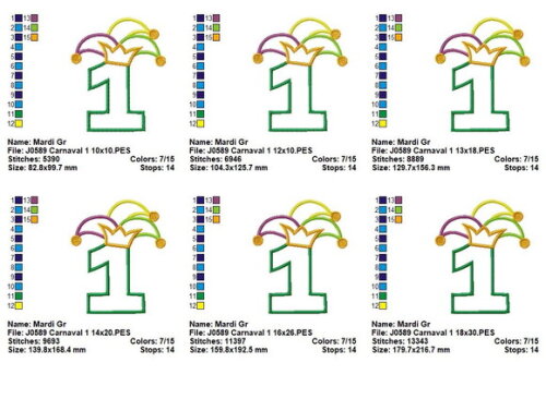 Matriz de Bordado Número 1 Carnavalesco Aplique