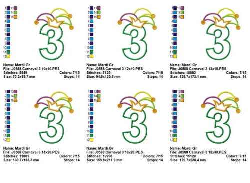Matriz de Bordado Número 3 Carnaval Aplique