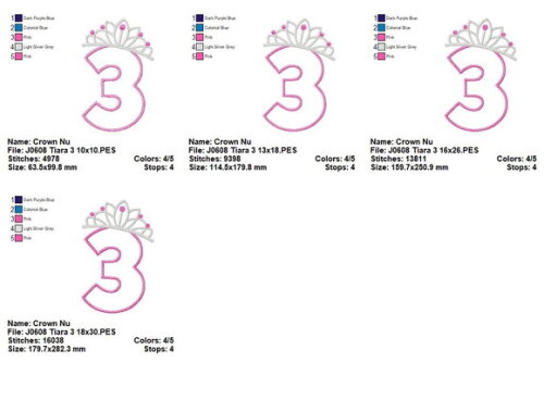 Matriz de Bordado Número 3 Tiara Princesa Aplique