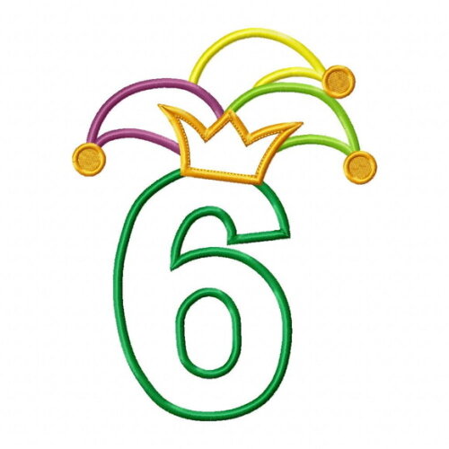 Matriz de Bordado Número 6 Alegre de Carnaval Aplique