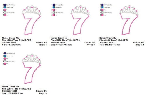 Matriz de Bordado Número 7 com Tiara Aplique