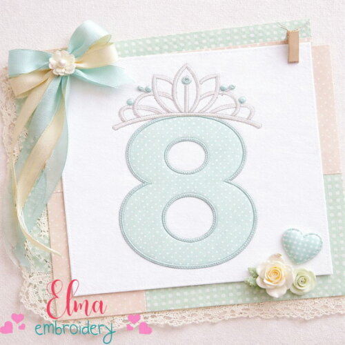 Matriz de Bordado Número 8 Tiara Princesa Aplique