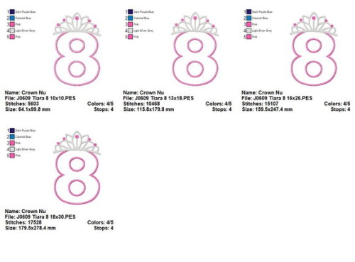 Matriz de Bordado Número 8 Tiara Princesa Aplique