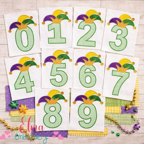 Matriz de Bordado Números Carnaval Festivo Aplique