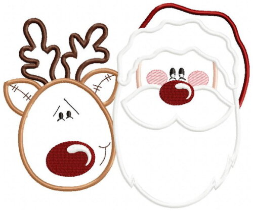 Matriz de Bordado Papai Noel e Rena Aplique