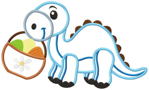 Matriz de Bordado Páscoa Dinossauro com Cestinha