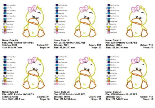 Matriz de Bordado Pato Patinha Aplique