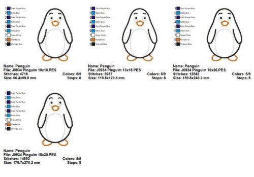 Matriz de Bordado Pinguim Aplique