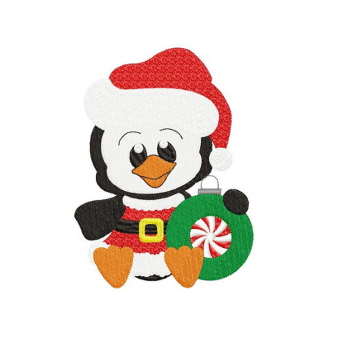 Matriz de Bordado Pinguim Natalino com Enfeite