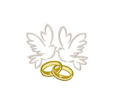 Matriz de Bordado Pombinhas Casamento Ponto Satim